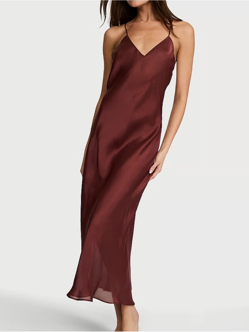 Victoria's Secret Satin Brown Slip Maxi Dress